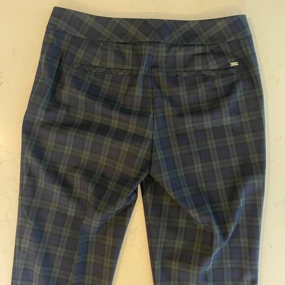 Tommy Hilfiger Ashby Ankle Tartan Plaid Preppy Poly Rayon Pants Navy Green Sz 2 - Picture 6 of 13